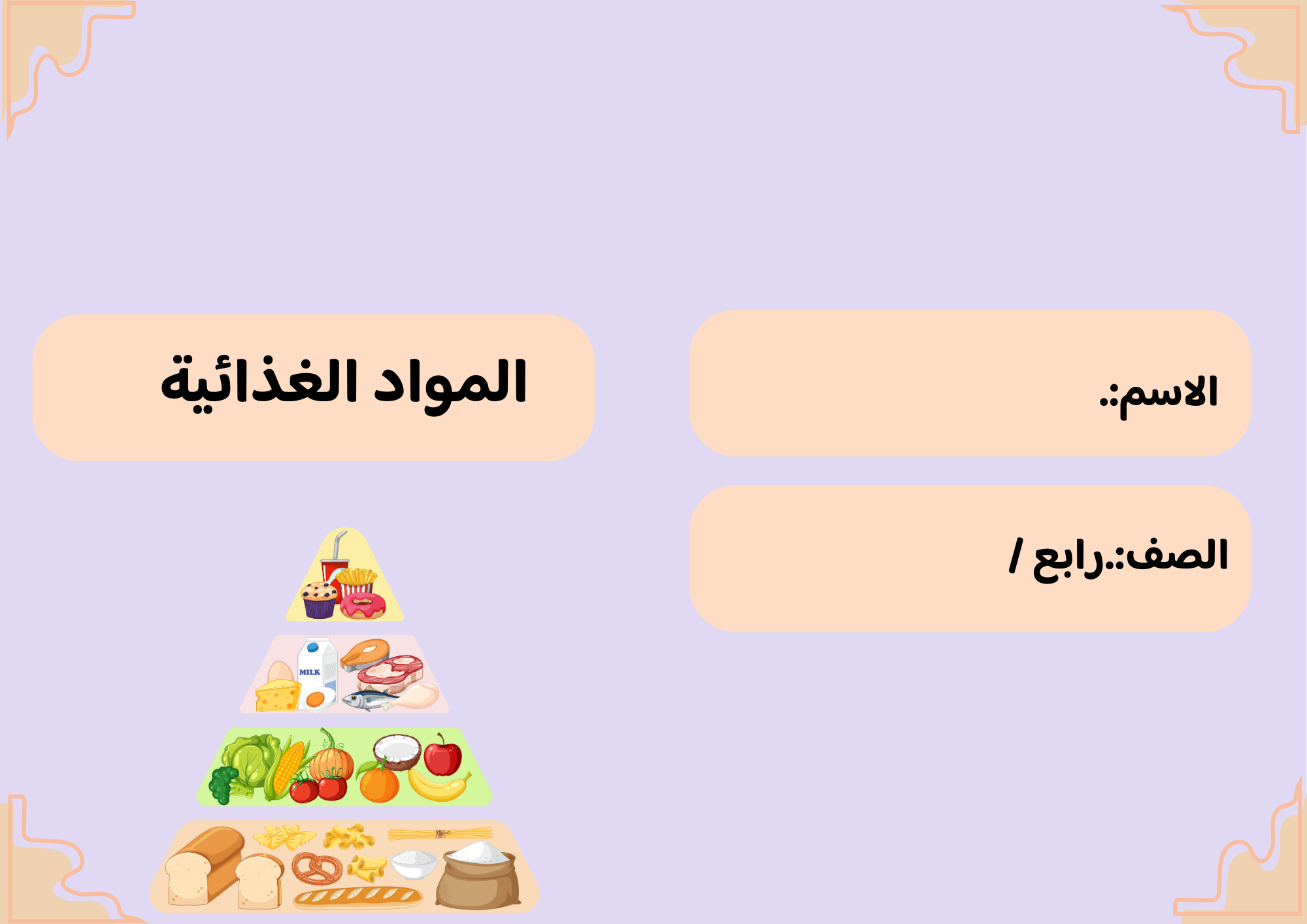 مطوية المواد الغدائية الصف الرابع ف/2